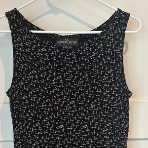 Carole Little Black Dress with White Geometric Design